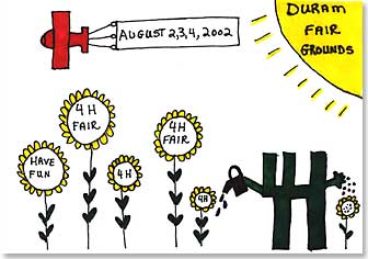 4-H is watering sunflowers. Airplane pulls banner, August 2,3,4, 2002.